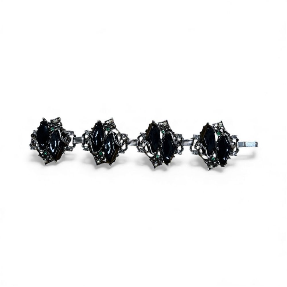 Vintage Coro Pegasus Black and Silver Bracelet